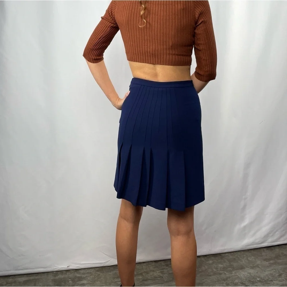 Diane Von‎ Furstenberg Eliza Pleated Skirt in Navy Blue Size 0